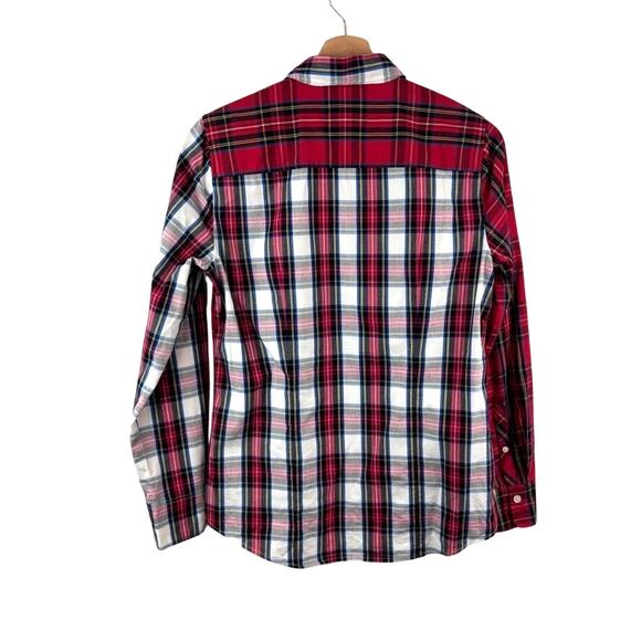 J.Crew Red Plaid Button-Up Shirt Women’s S — Holiday Preppy Classic - Picture 2 of 7